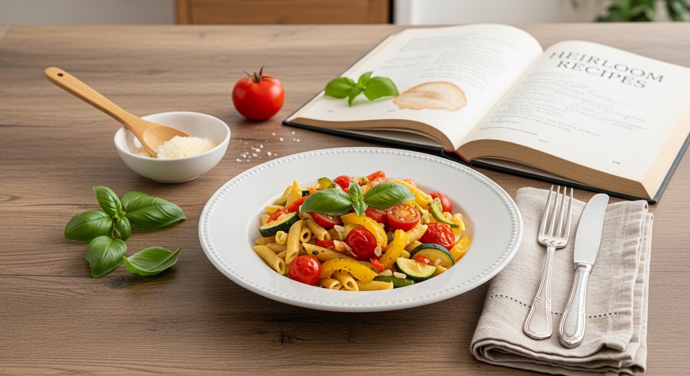 산후 다이어트 식단으로 파스타 그릇이 식탁위에 있는 모습