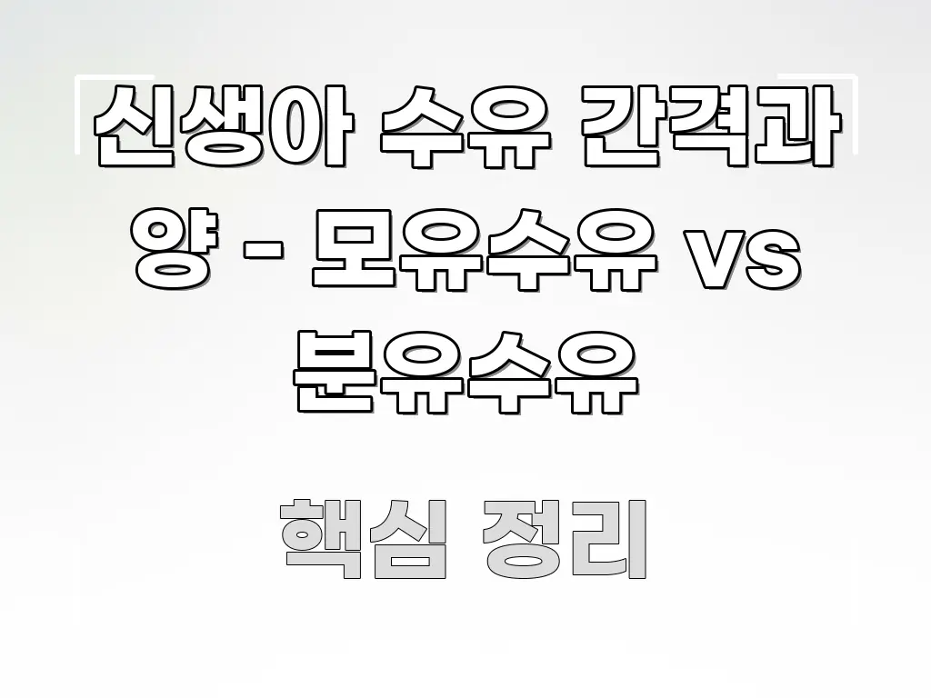 신생아 수유 간격과 양 - 모유수유 vs 분유수유 핵심 정보 중심의 읽기 좋은 정보 카드 - 글 흐름을 돕는 시각 자료