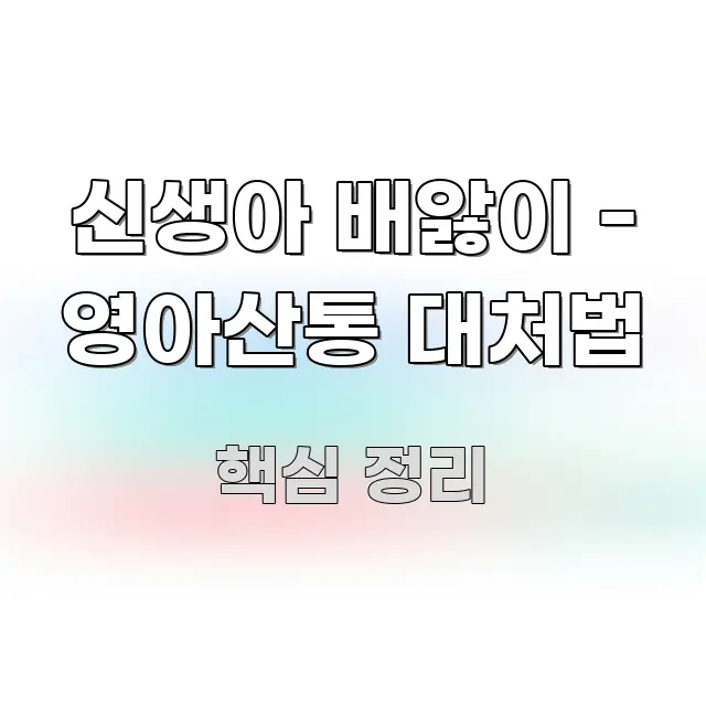 신생아 배앓이 - 영아산통 대처법 심플하고 명확하게 정리한 정보 요약 포스터 - 참고용 이미지