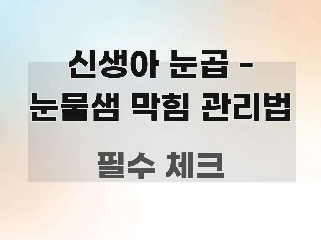 신생아 눈곱 - 눈물샘 막힘 관리법 꼼꼼하게 정리된 핵심 키워드 시각화 이미지 - 활용 예시 이미지