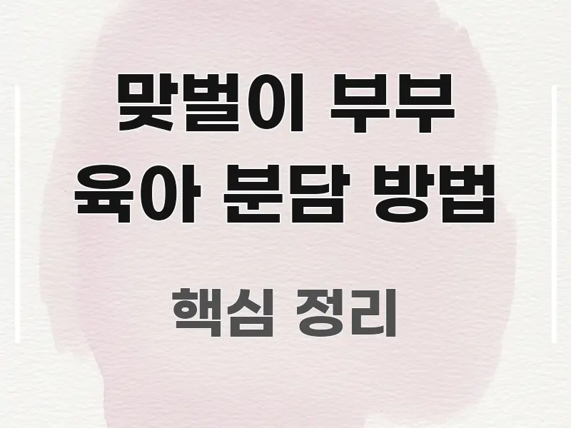 맞벌이 부부 육아 분담 방법 신뢰할 수 있는 정보를 담은 핵심 요약 디자인 카드