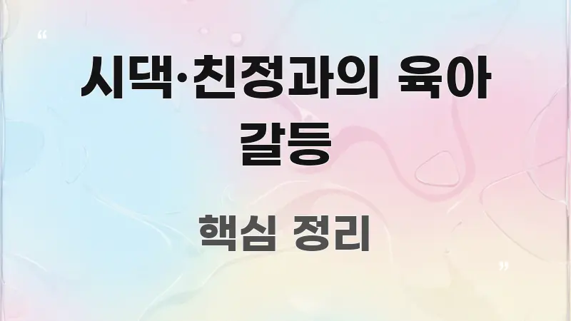 시댁·친정과의 육아 갈등 정보 이미지 시댁·친정과의 육아 갈등 간결하고 명료한 블로그 대표 이미지 - 내용 요약을 위한 이미지