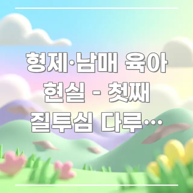 형제·남매 육아 현실 – 첫째 질투심 다루는 법과 효율적으로 구성된 블로그 포스트 커버 이미지 - 가독성을 높이는 이미지