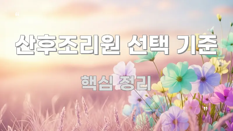 산후조리원 선택 기준 정보 이미지 산후조리원 선택 기준 실용적으로 정리한 카드뉴스 스타일 이미지