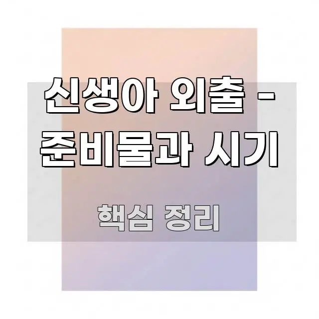 신생아 외출 - 준비물과 시기 구조적으로 정리된 정보 요약 포스터 - 활용 예시 이미지