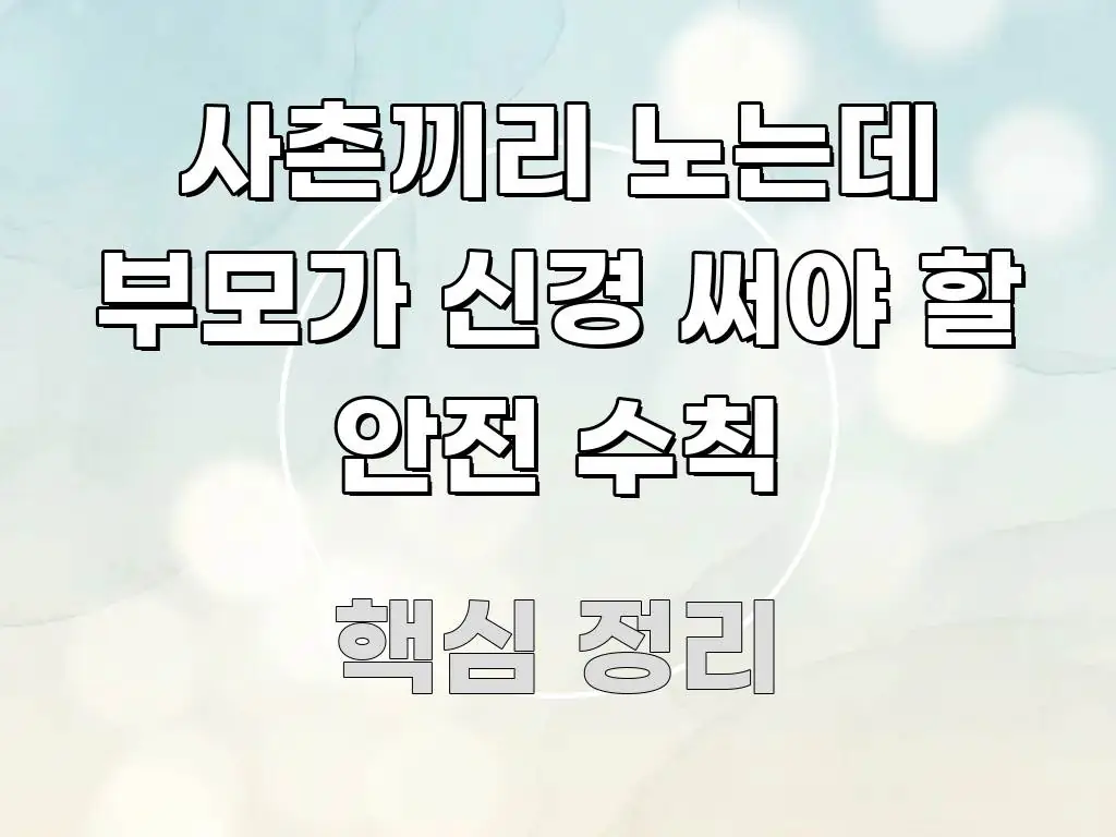 사촌끼리 노는데 부모가 신경 써야 할 안전 수칙 구조적으로 정리된 텍스트 기반 블로그 이미지 - 글 흐름을 돕는 시각 자료