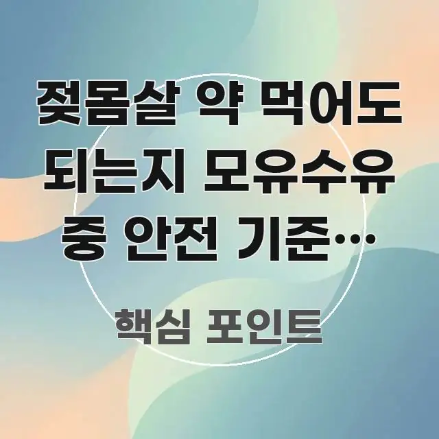 젖몸살 약 먹어도 되는지 모유수유 중 안전 기준이 있다 스마트하게 정리된 심플 타이포그래피 표지 - 내용 요약을 위한 이미지