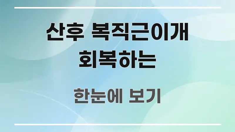 산후 복직근이개 회복하는 빠르게 이해할 수 있는 핵심 키워드 시각화 이미지 - 가독성을 높이는 이미지