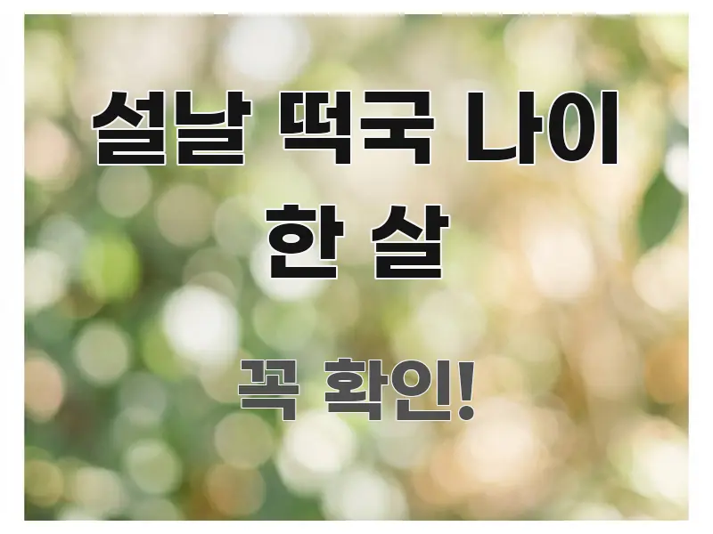 설날 떡국 나이 한 살 정보 이미지 설날 떡국 나이 한 살 꼭 필요한 정보만 담은 콘텐츠 요약 표지 이미지 - 참고용 이미지